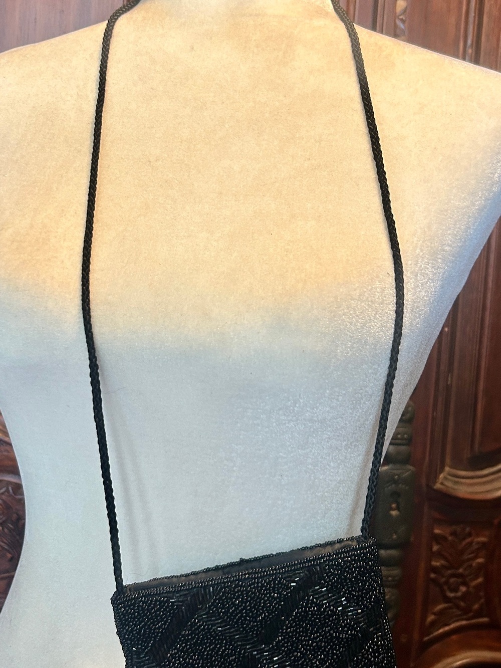 Black Beaded Crossbody Evening Bag